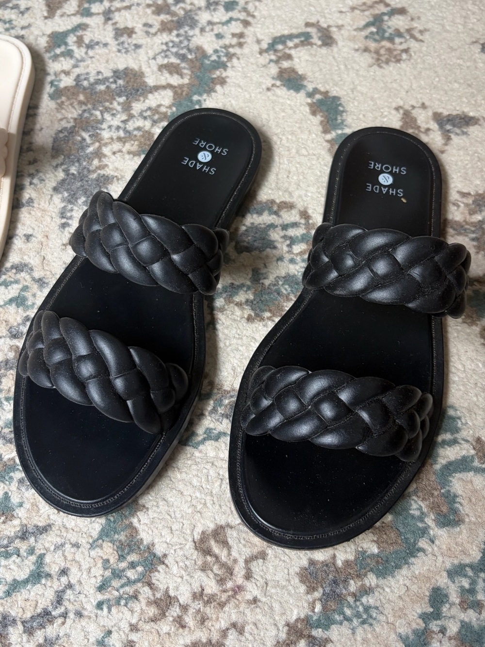Target Shade & Shore Black Braided Double-Strap Slide Sandals Waterproof